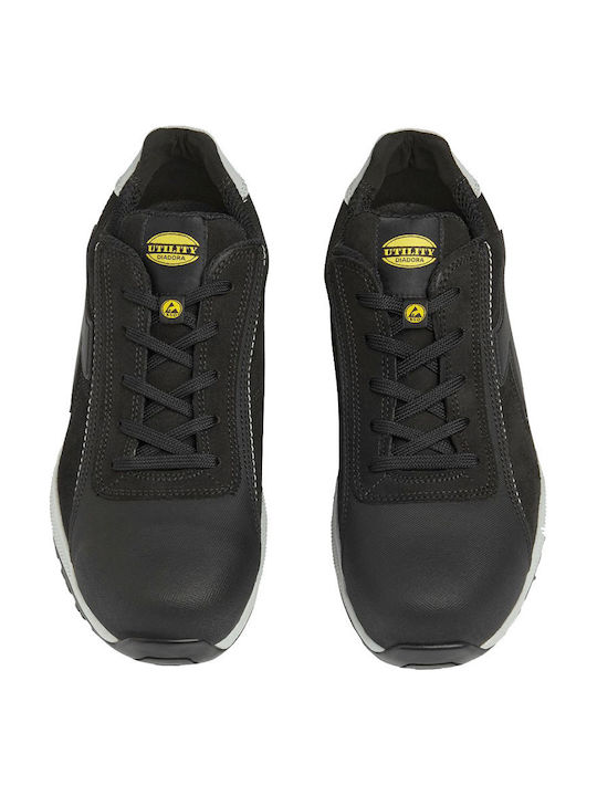 Utility Diadora Pro Glove A Box Safety Shoe Black S3S with Certification Oil Resistance (FO) High Temperature Resistance Sole (HRO) Slip Resistance (SR)
