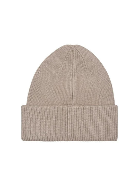 Beanie Γυναικείος Σκούφος με Rib Πλέξη σε Μπεζ χρώμα