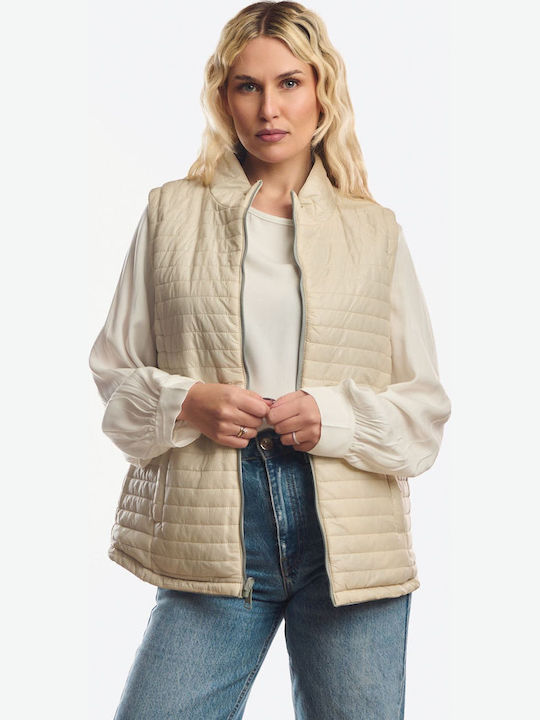 Long Women's Sleeveless Jacket for Winter Green