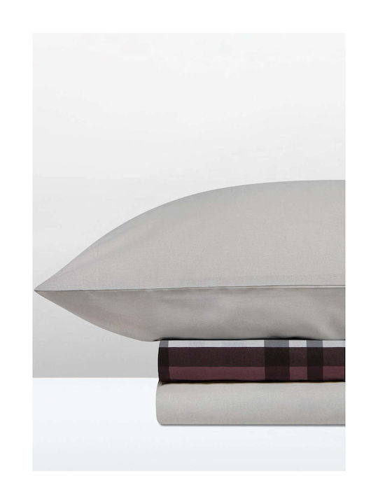 Aigaion Set Bed Sheet with 2 Pillowcases Super-Double with Rubber Hugger 160x200+35cm 3 (3 Pieces)