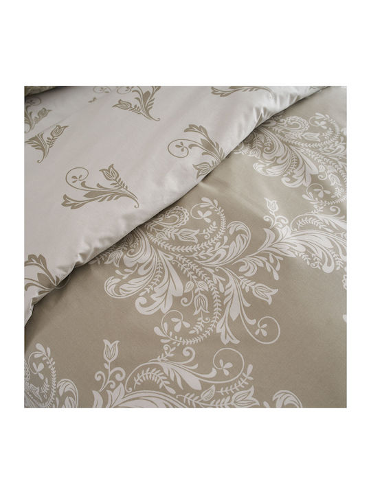 Charalambidis Textiles Lace Set Bed Sheets Super-Double 220x260cm Beige 4 Pieces