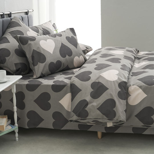 Charalambidis Textiles Love Σετ Σεντόνια Υπέρδιπλα 220x260εκ. Γκρι (4τμχ)