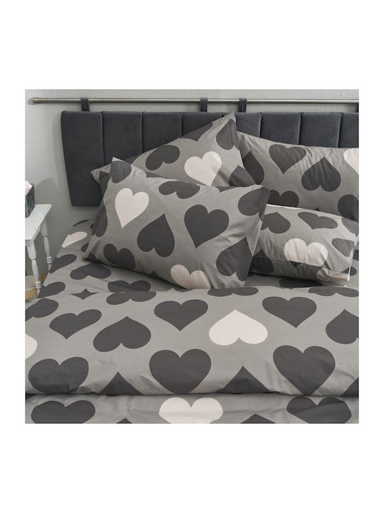 Charalambidis Textiles Love Σετ Σεντόνια Υπέρδιπλα 220x260εκ. Γκρι (4τμχ)