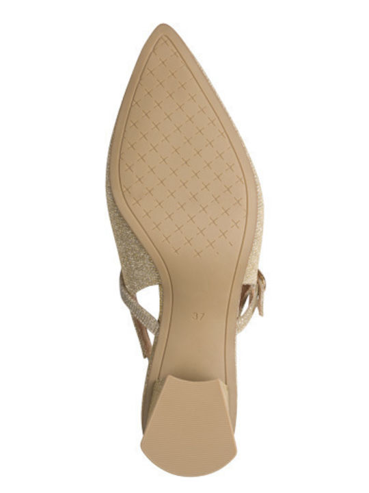 Leder Spitze Zehe Gold Pumps