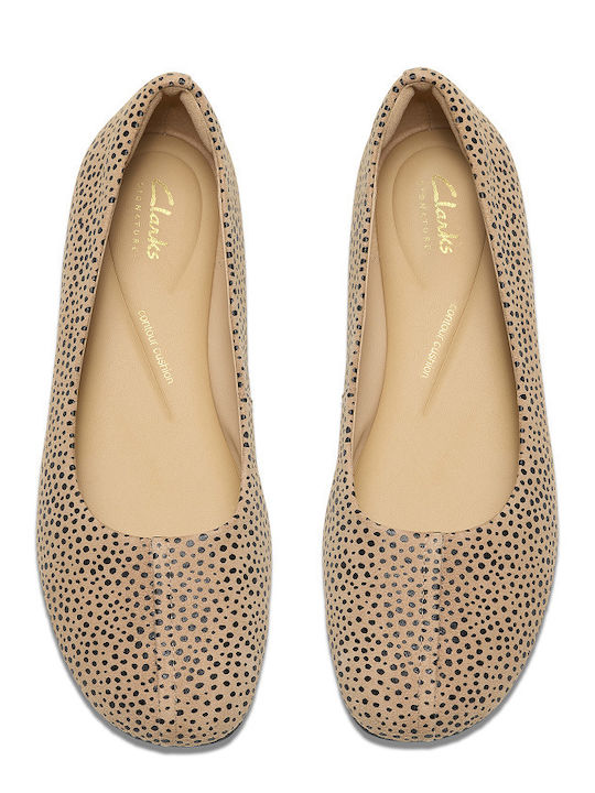 Livia Lily Suede Women's Ballerina Shoes in Beige Colour