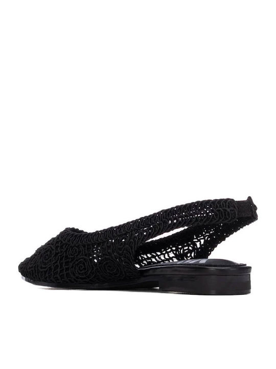 Γυναικείες Μπαλαρίνες Slingback με Λουράκι σε Μαύρο Χρώμα