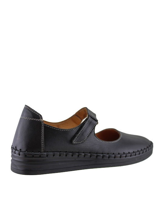 Leather Women's Ballerina Shoes Black