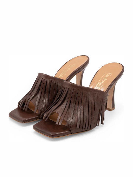 Mules with Heel in Brown Colour
