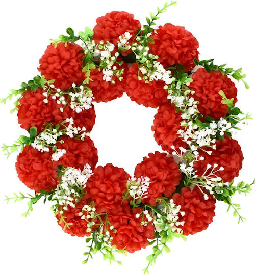 Coroană De Flori Artificiale Decorative 36cm Roșie Coroană De Flori Artificiale Decorative 36cm Roșie