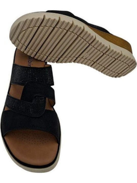 Sommer Damenplattformen in Stil Pantoffeln Schwarz