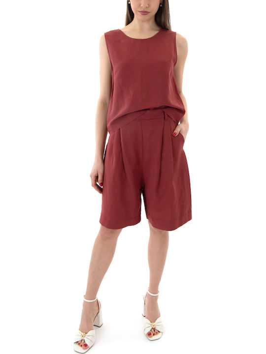 Damen Bermudas Leinen Rote