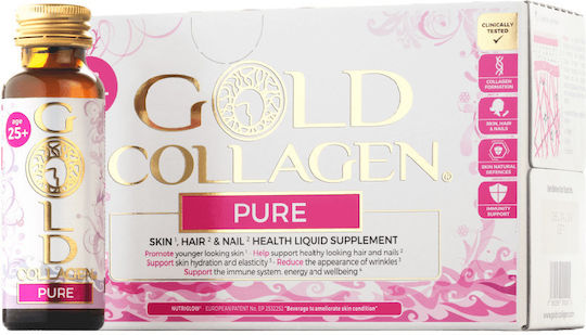 Supliment Lichid Colagen Marin Hidrolizat Pentru Piele Păr Unghii Gold Collagen Pure 25+ 10 Fiole X 50 Ml