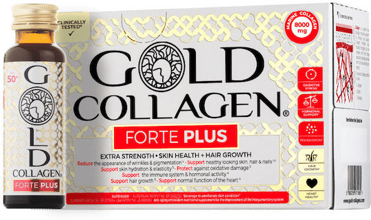 Colagen Lichid Marin Hidrolizat Suport Hormonal Piele Păr Unghii Gold Collagen Forte Plus 50+ 10 Fiole X 50 Ml