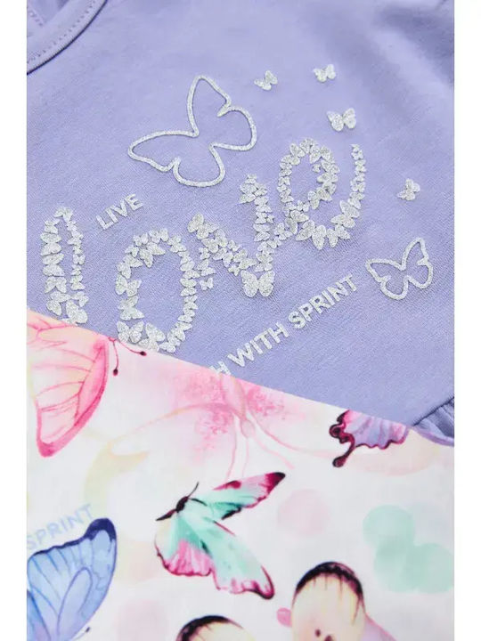 Kids Set with Leggings Summer 2pcs Lilac Grey