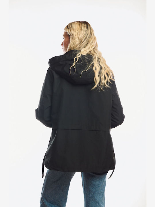 Short Women's Double Sided Jacket for Winter Black