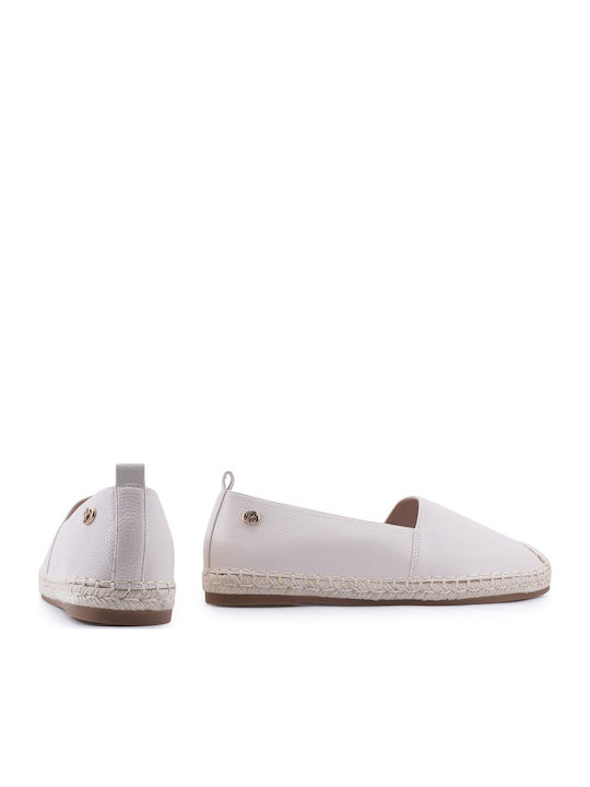 Leather Women's Espadrilles in Beige Colour