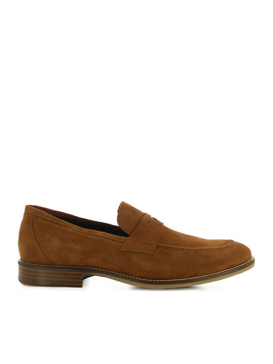 Leather Men's Moccasins In Tabac Brown Colour
