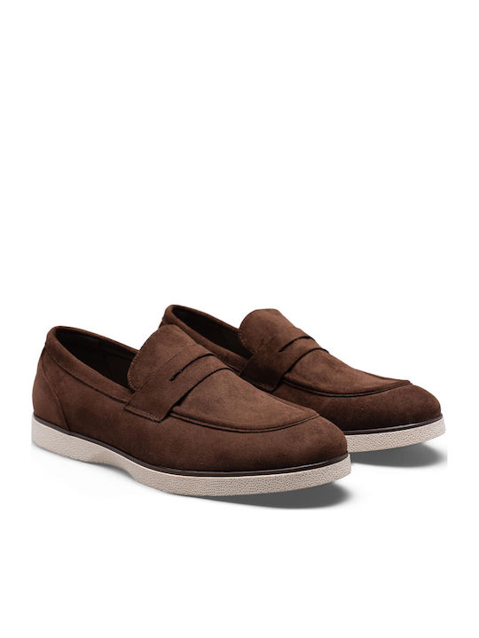 Suede Ανδρικά Loafers σε Καφέ Χρώμα
