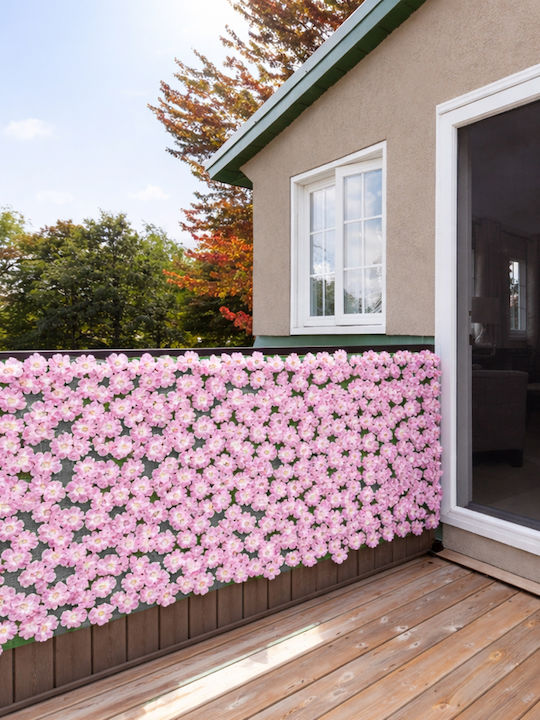 Bakaji Synthetic Artificial Fence 1 x 3 Meters Roll Durable Net Pink Flowers 02001923