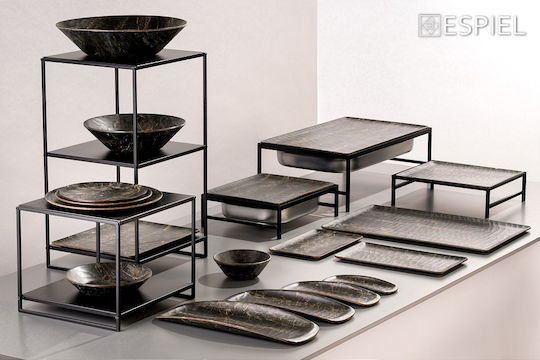 Espiel Black Wood Πιατέλα Σερβιρίσματος Ξύλινη Μαύρη 26.5x32.5εκ. 6τμχ