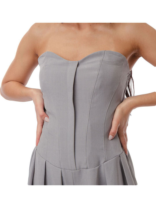 Women Strapless One-piece Jumpsuit Gray