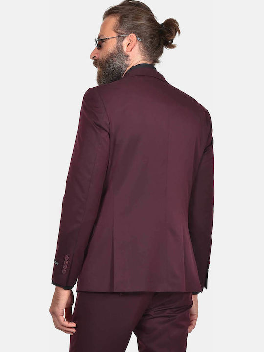 Winter Men's Suit with Slim Fit Burgundy