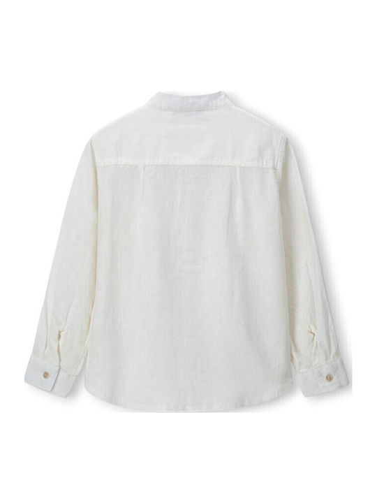Kids Long-Sleeved Linen White Shirt