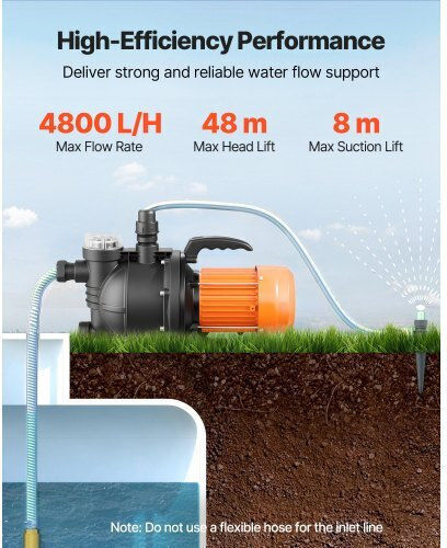 Vevor Electric Surface Pump With Automatic Suction 1300W Single-Phase
