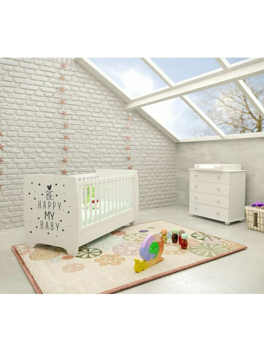 Asterias Bebe Pat De Copil Chios Albă cu Saltea 83x147cm