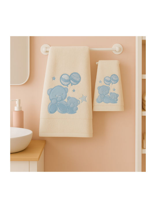 Set of Baby Towels 2pcs Ecrou Blue Set of Baby Towels 2pcs Ecrou Blue