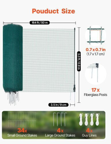 Vevor Wire Fencing Set Green 0.9x50m