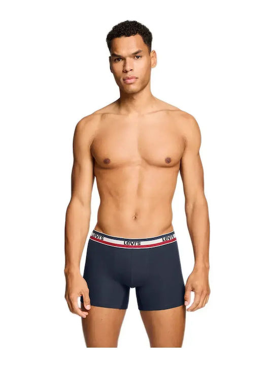 Herren Boxershorts Dunkelblau-Grau Meliert Mit Mustern 2Pack