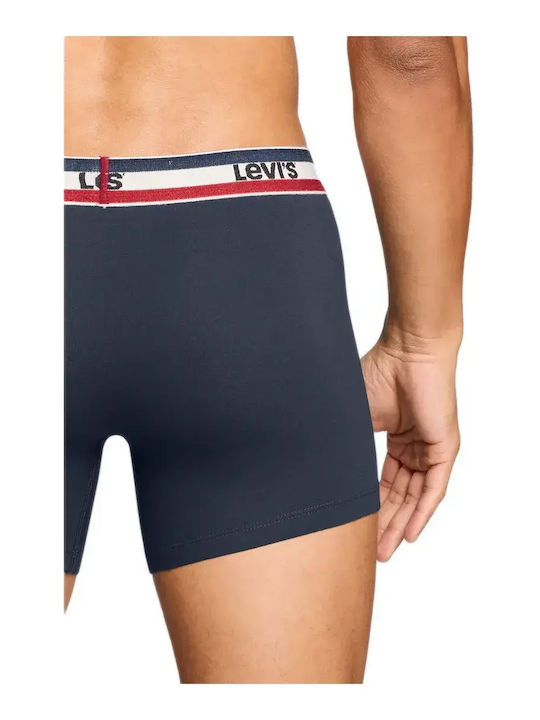 Herren Boxershorts Dunkelblau-Grau Meliert Mit Mustern 2Pack