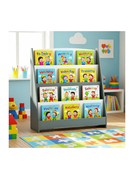 Wooden Floor Bookcase Gray 80x30x88cm