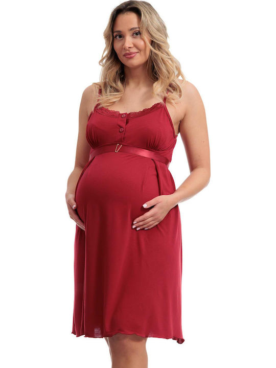 Mdl Maternity And Breastfeeding Nightgown Burgundy
