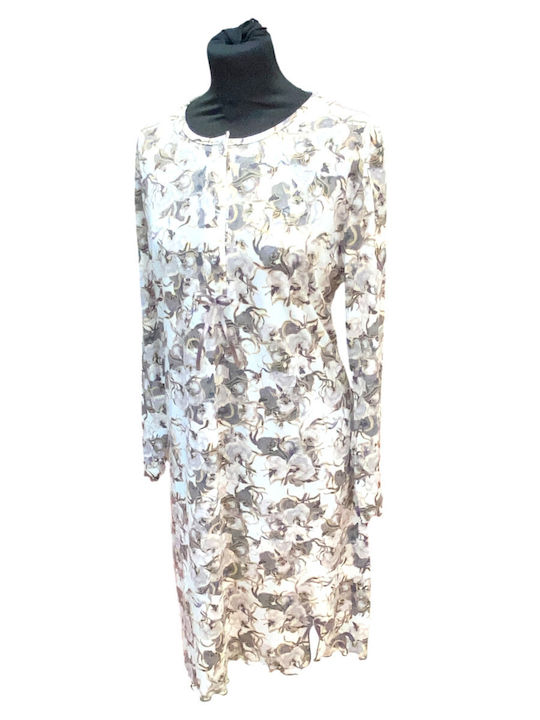 Nina Club Winter Women's Nightgown Gray Floral