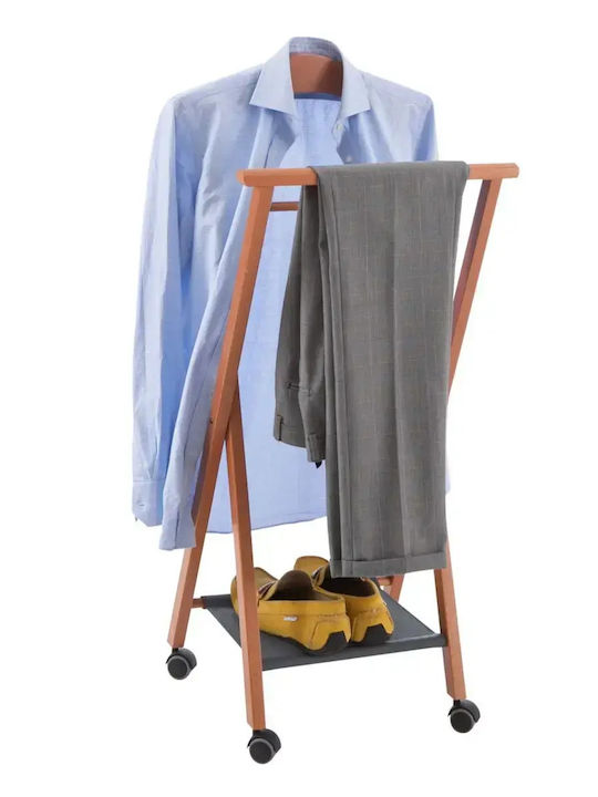 Arredamenti Italia Telescopic Wooden Floor Garment Rack from Wood Brown 38cm