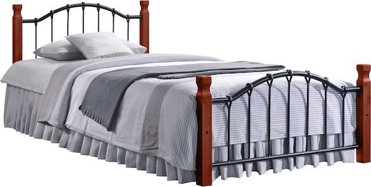 Concordi Κρεβάτι Ημίδιπλο για Στρώμα 110x200cm Μαύρο/βελανιδιά