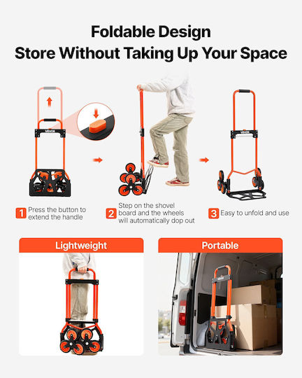 Vevor Collapsible Transport Trolley for Load Weight up to 54kg in Gray Color