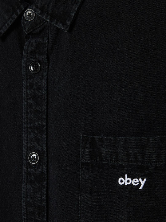 Short Sleeve Denim Shirt Regular Fit Black