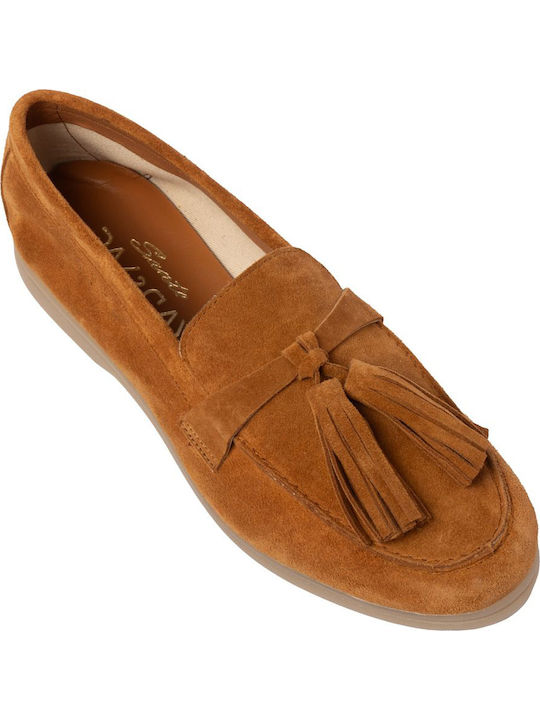 Leather Women's Loafers in Brown Colour