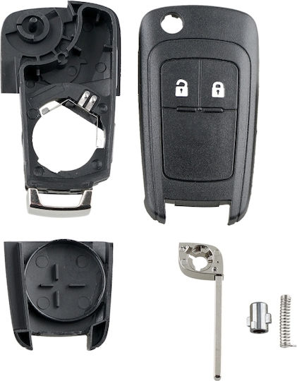 Foldable Car Key Shell with Blade with 2 Buttons for Opel Τηλεχειριστηρίου αναδιπλώμενο