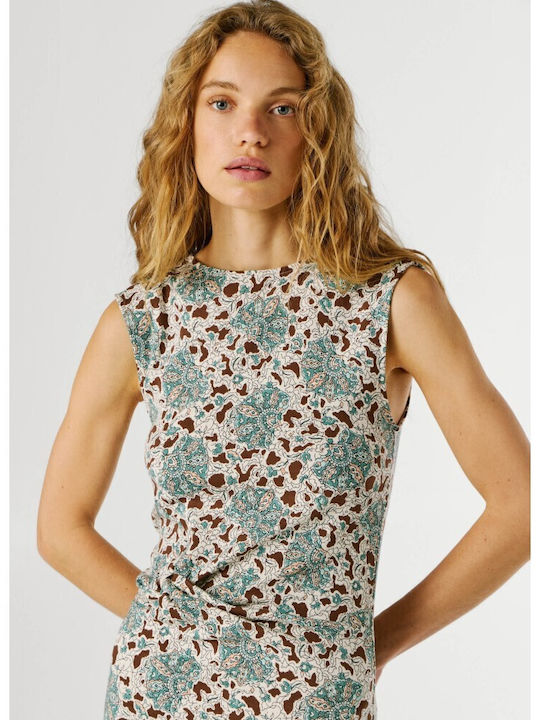 Summer Midi Drape Dress with Tearing Bleach Green