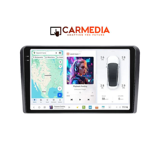 Carmedia Автомобилна Аудио Система (Блутут/USB/AUX/WiFi/GPS/Apple-Carplay/Android-Auto) с Тъчскрийн 10.36"
