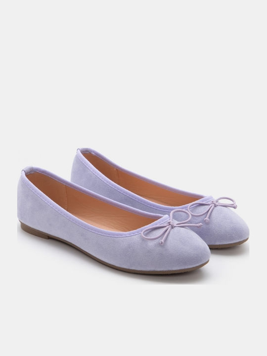 Damen Ballerinas Spitz zulaufend in Lila Farbe
