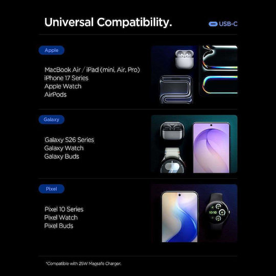 Spigen Φορτιστής με Θύρα USB-C και Καλώδιο USB-C - USB-C 45W Power Delivery Λευκός (Essential EE451EU)