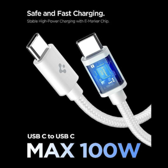 Spigen Φορτιστής με Θύρα USB-C και Καλώδιο USB-C - USB-C 45W Power Delivery Λευκός (Essential EE451EU)