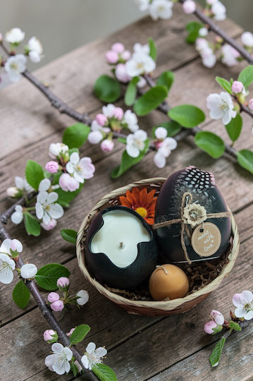 Coș Negru De Paște Lumânări Ou Ceramică