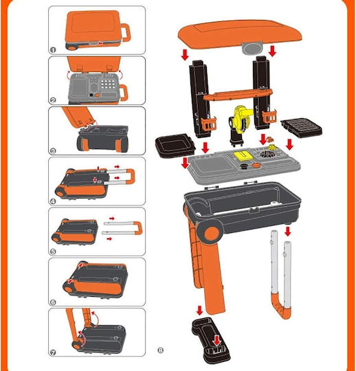 Bakaji Folding Tool Cart Toy Children Gift Idea Tools 53 X 38 X 63 Cm 02839779