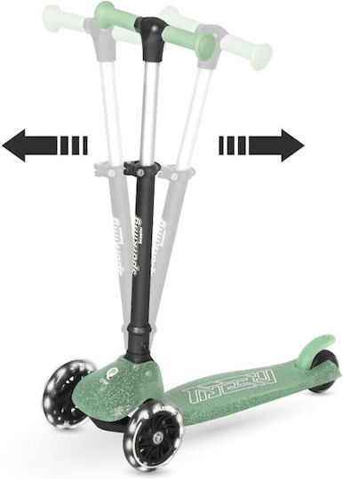 Q Play Kids Foldable Sparkling 3-Wheel Scooter with LED Lighting for 3+ Years Green